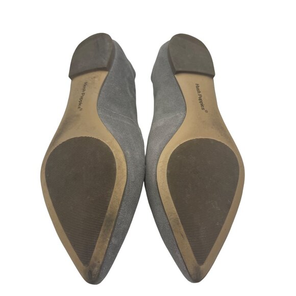 Hush Puppies Suede Gray Pointed Toe Slip On Flats Comfort Size 6.5 Rubber Sole - Picture 4 of 6